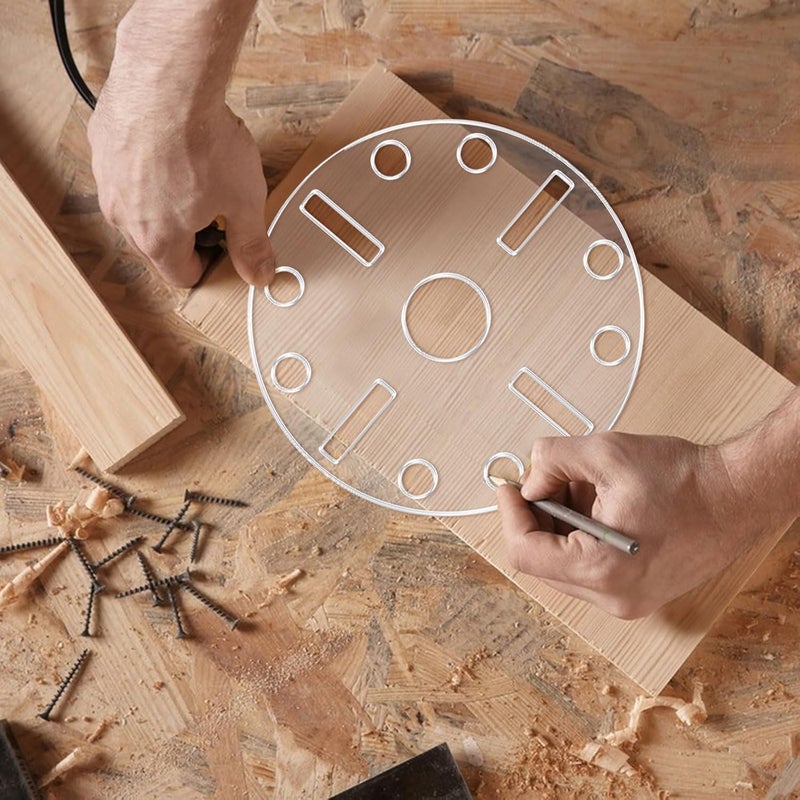 beinkmake Round Clock Router Template Circle Acrylic Router Template with Clock Dials for Woodworking Drawing Inlay Templates Charcuterie Board Decorative Templates - Image 3